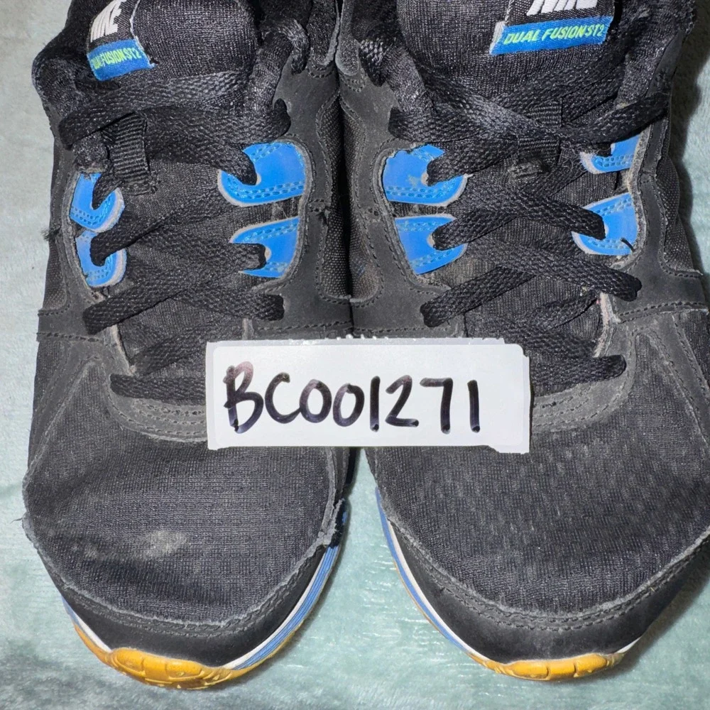 Nike Boys Dual Fusion ST 2 Running Shoes 5Y Black Blue Yellow Mesh Athletic